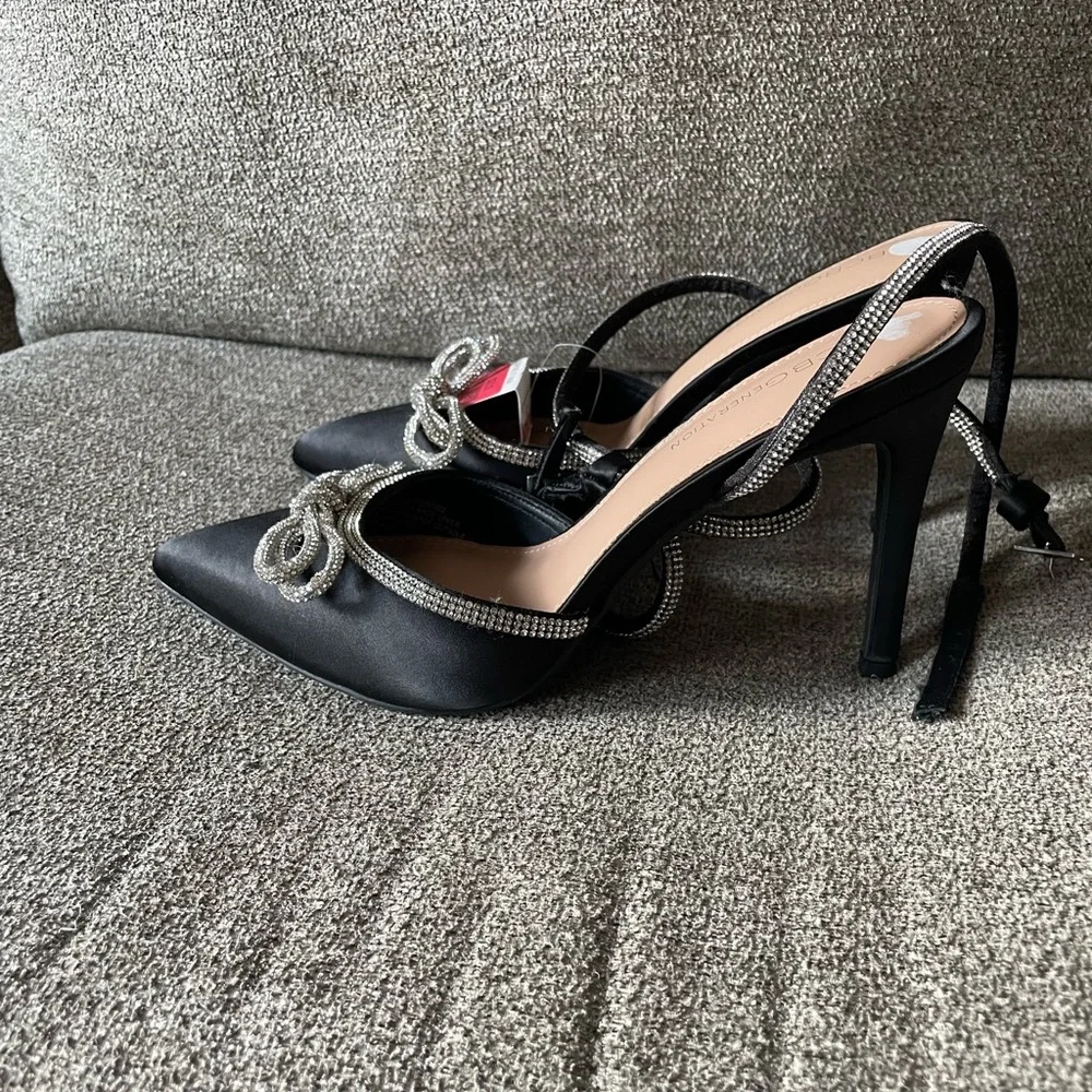 BCBGeneration Black Heels with Silver Accents - Picture 3 of 6